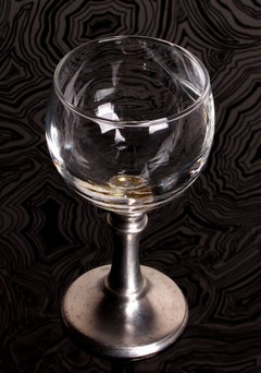 Set of 8 Port Wine or Sherry Glasses Italy Pewter Base lovely shape