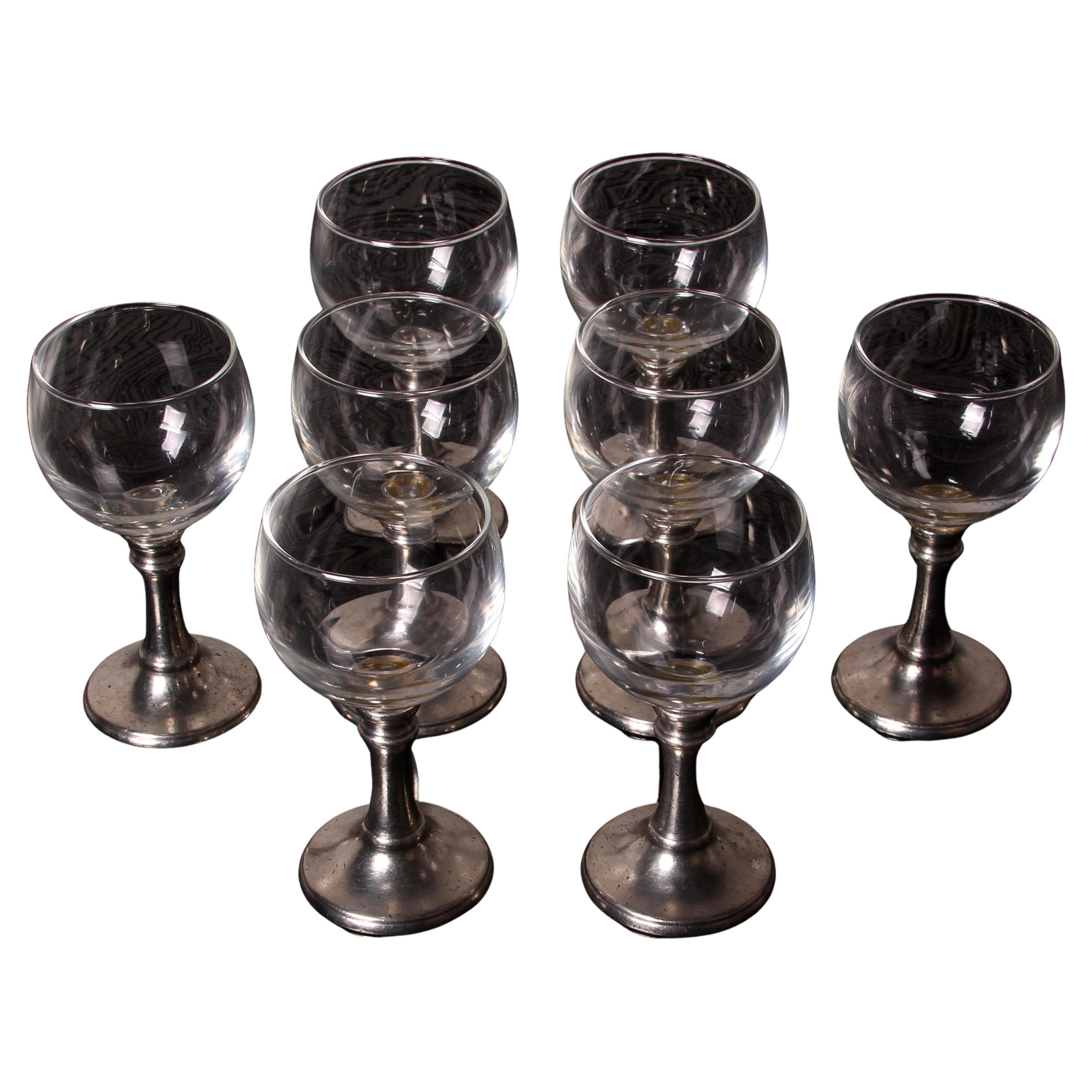 Set di 8 bicchieri da vino Porto o Sherry Italia Base in peltro forma deliziosa in vendita