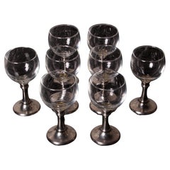 Set de 8 Copas de Vino de Oporto o Jerez Italia Base de Estaño forma encantadora