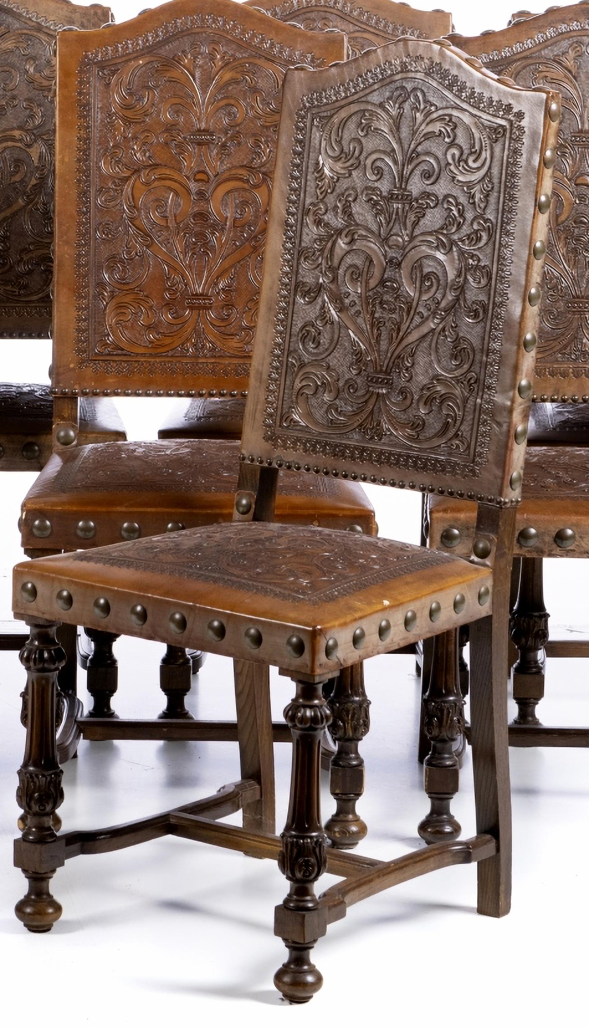 Baroque Set of 8 Portuguese Chairs Begin, 20th Century