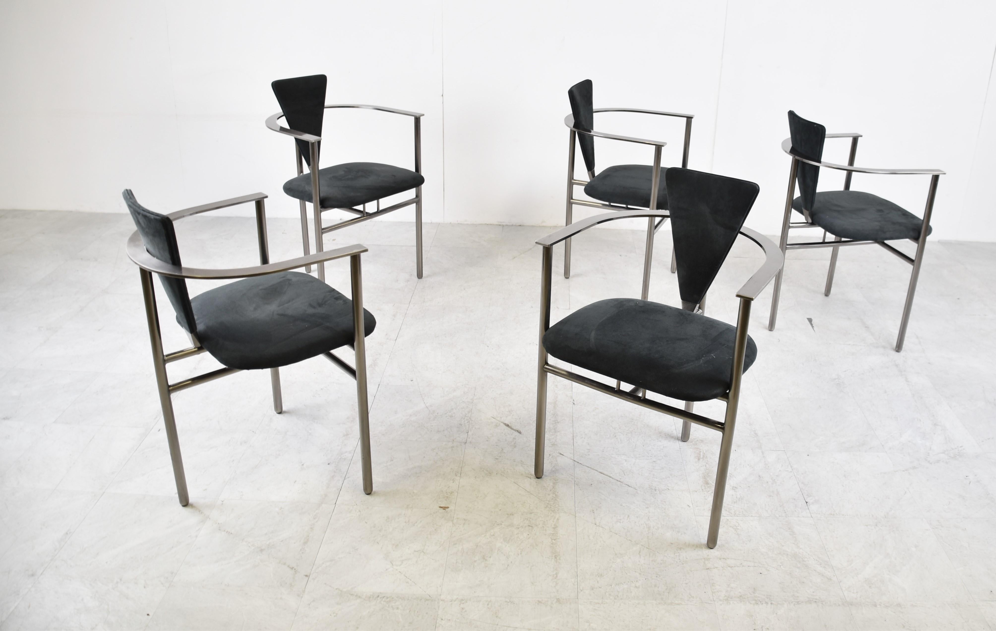 Set of 8 Post Modern Dining Chairs by Belgochrom, 1980s 1