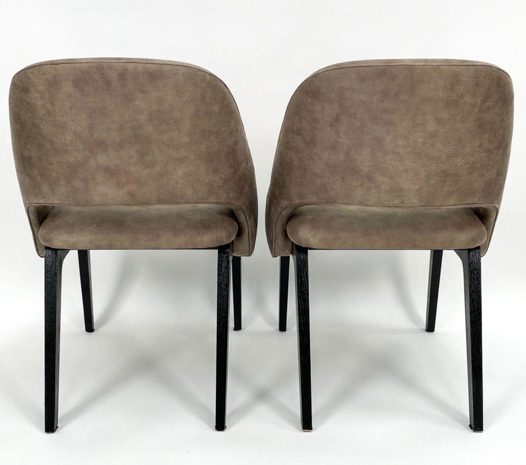 Set of 8 Post Modern Suede Dining Chairs After Eero Saarinen For Sale 6