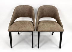 Set of 8 Post Modern Suede Dining Chairs After Eero Saarinen