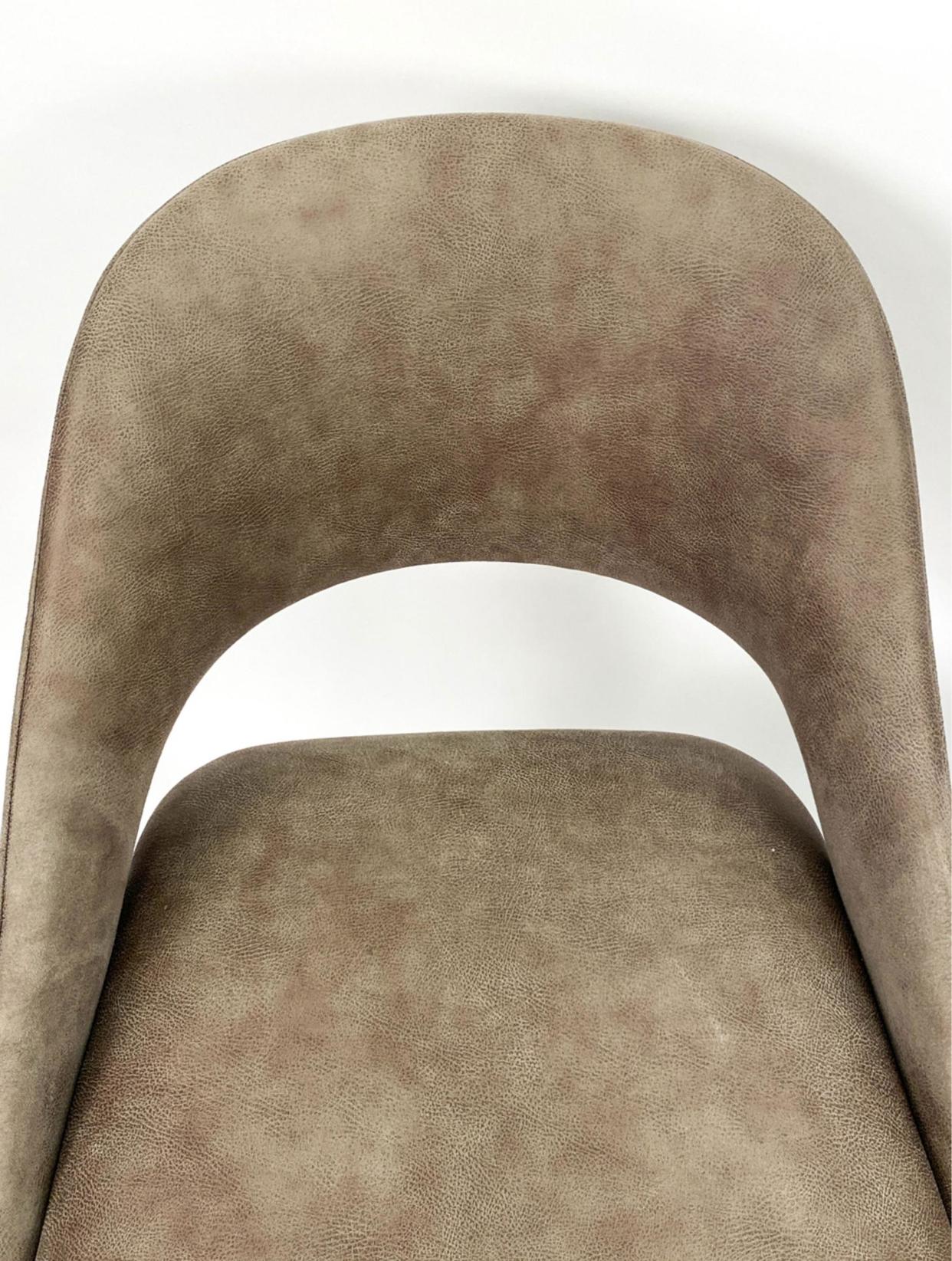 Late 20th Century Set of 8 Post Modern Suede Dining Chairs After Eero Saarinen For Sale