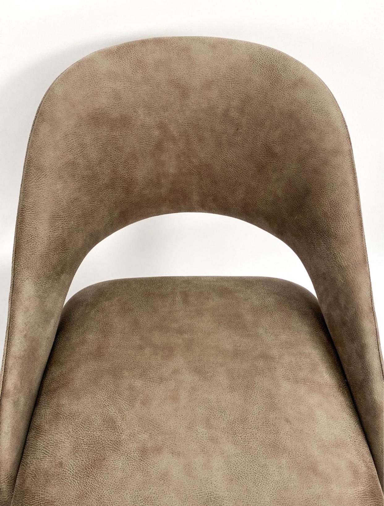 Set of 8 Post Modern Suede Dining Chairs After Eero Saarinen For Sale 2