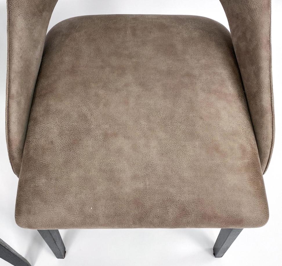 Set of 8 Post Modern Suede Dining Chairs After Eero Saarinen For Sale 3