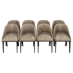 Set of 8 Post Modern Suede Dining Chairs After Eero Saarinen