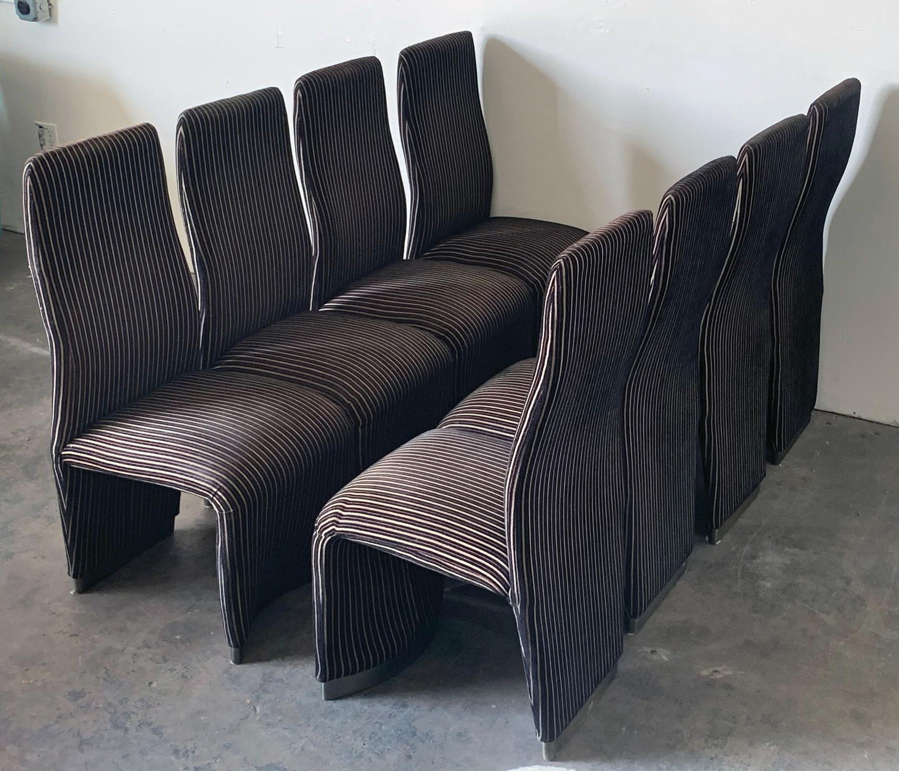 Post-Modern Set of 8 Postmodern Velvet Upholstered Dining Chairs