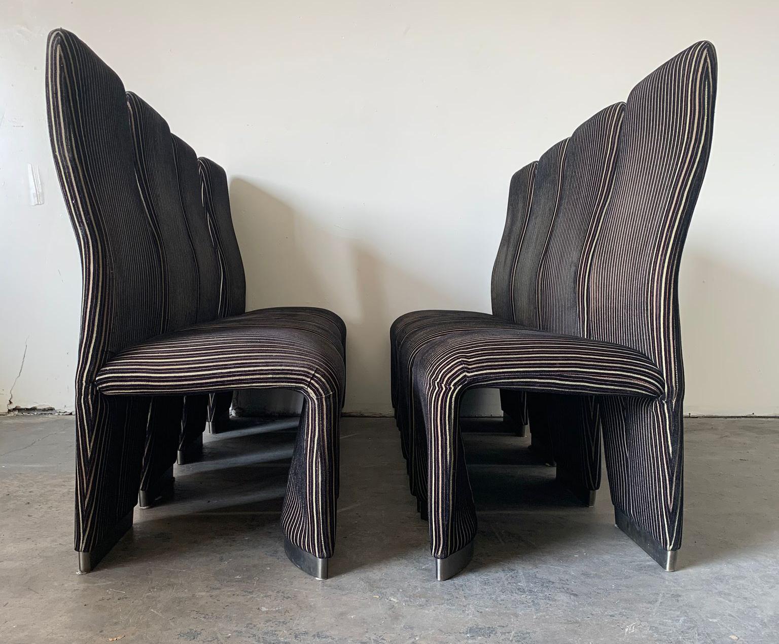 Late 20th Century Set of 8 Postmodern Velvet Upholstered Dining Chairs