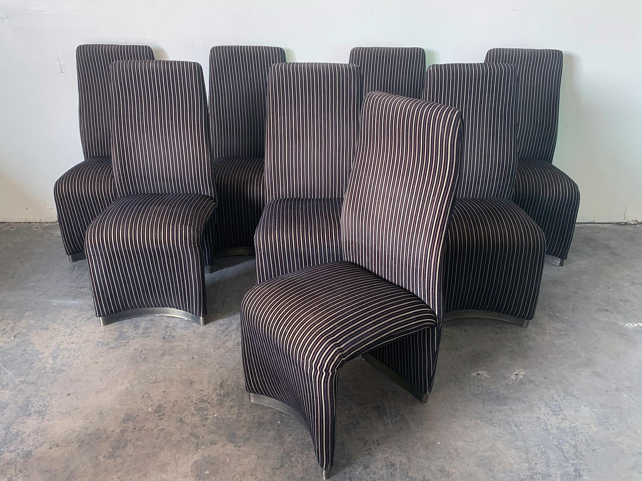 Set of 8 Postmodern Velvet Upholstered Dining Chairs 2