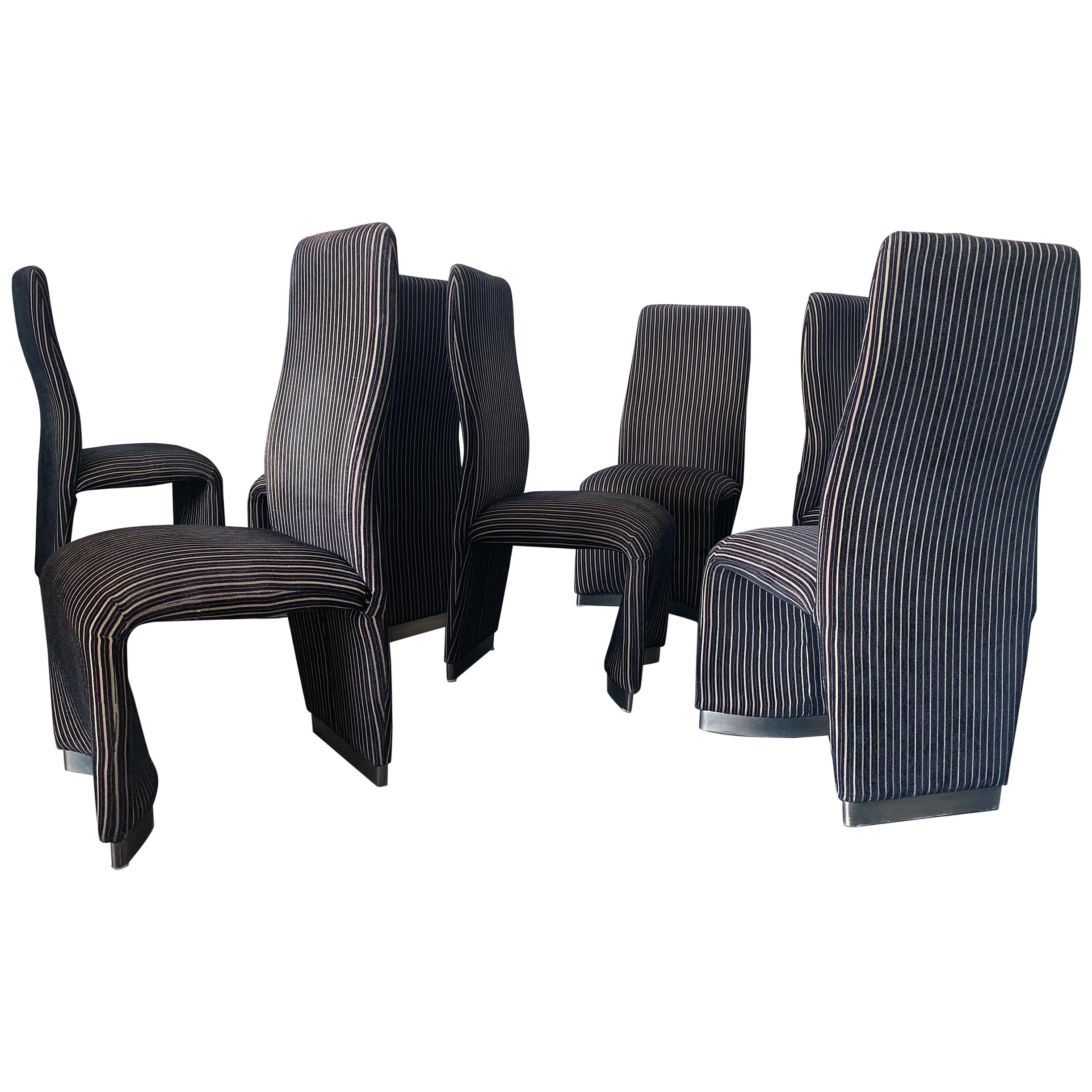 Set of 8 Postmodern Velvet Upholstered Dining Chairs