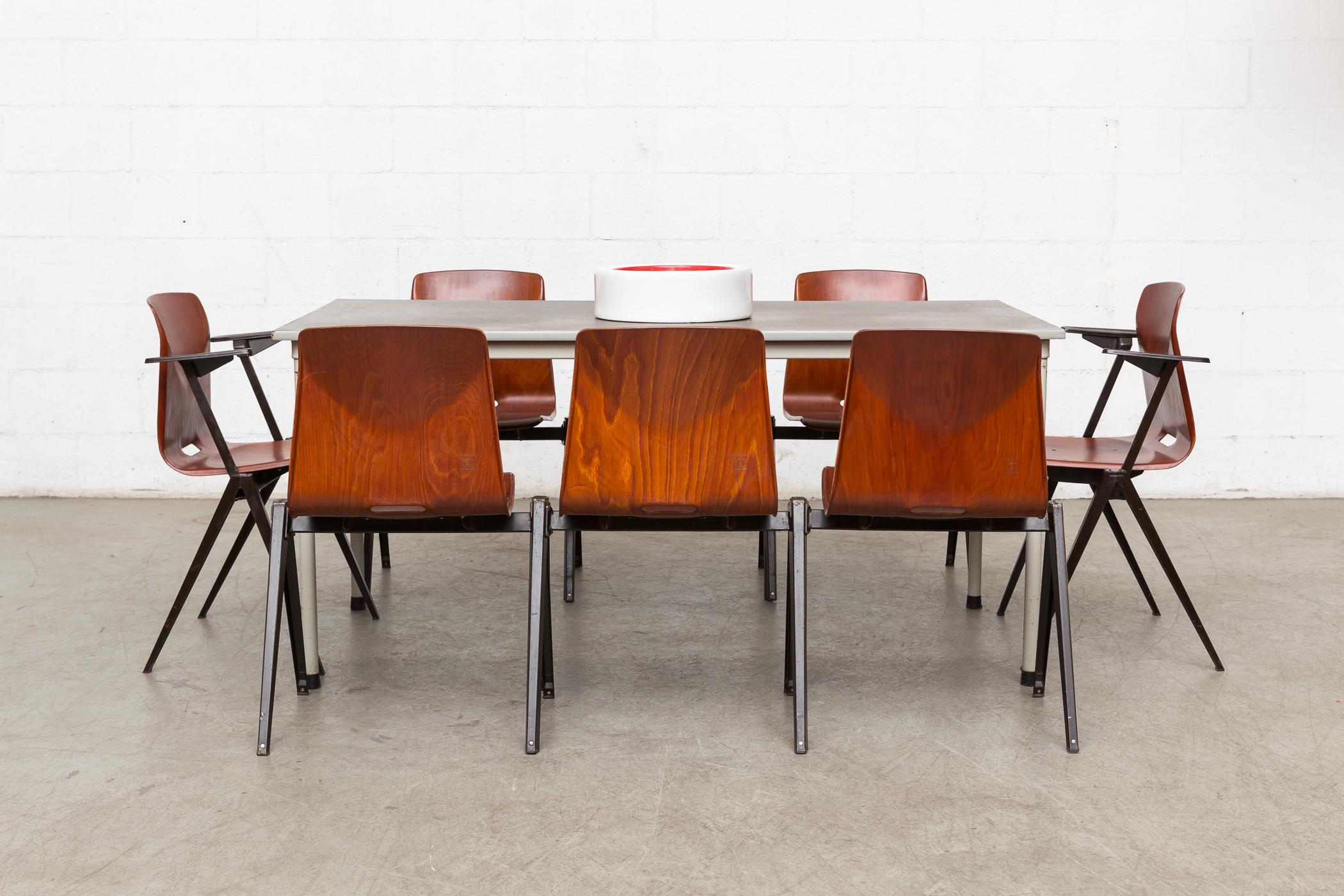Mid-Century Modern Set of 8 Prouve Style Stacking Chairs