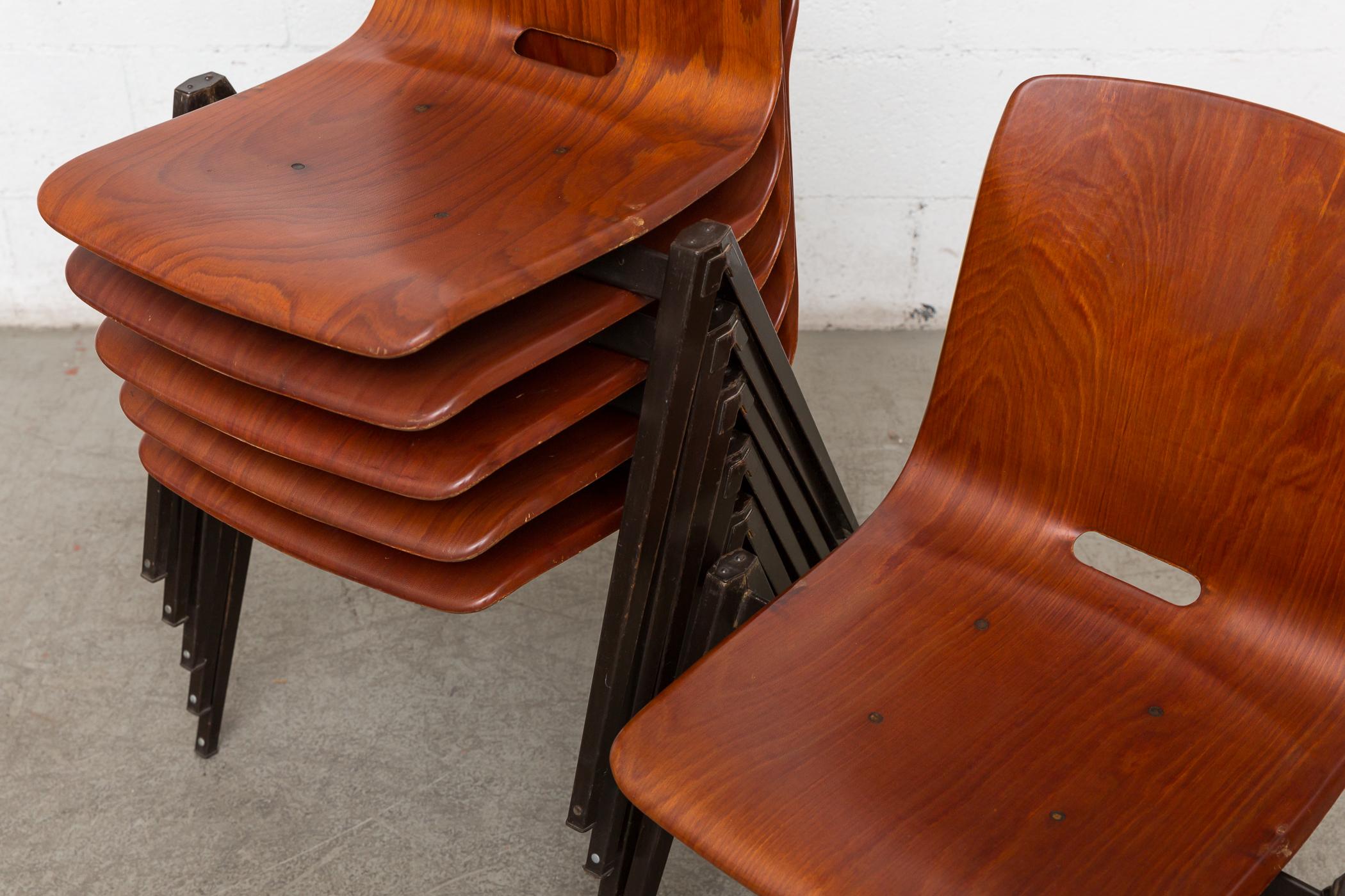 Set of 8 Prouve Style Stacking Chairs In Good Condition In Los Angeles, CA