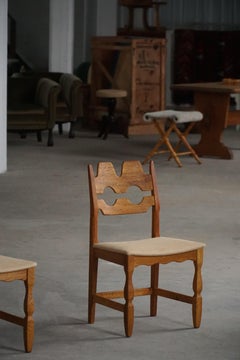 Satz von 8 'Razorblade'-Stühlen in Eiche & Hessisch vom Dänen Henning Kjærnulf, 1960er Jahre