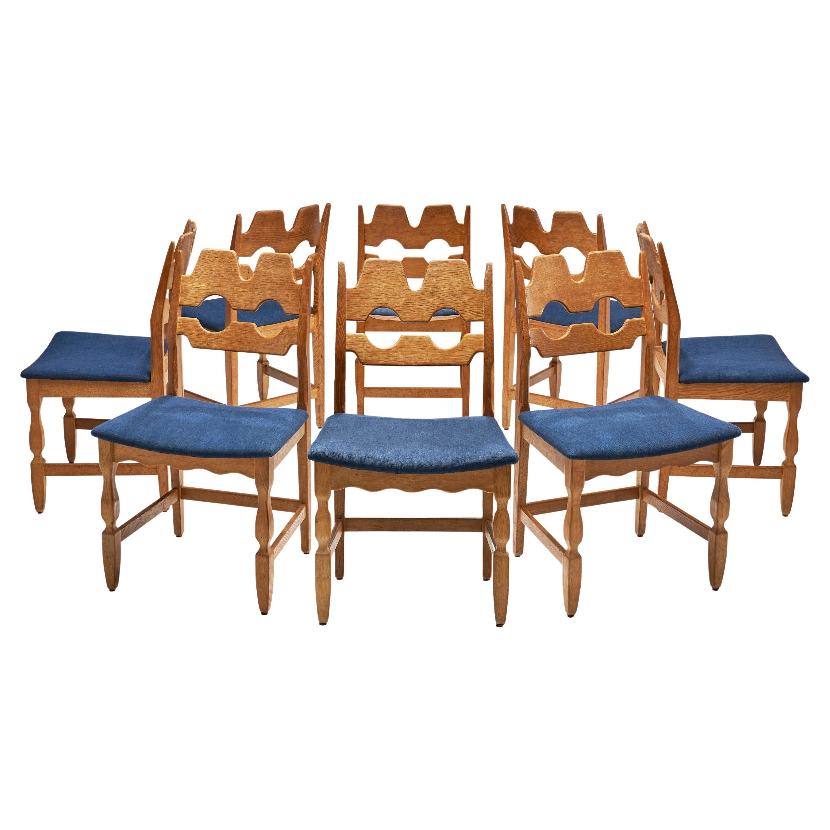 Set of 8 "Razorblade" Dining Chairs by Henning Kjaernulf, Denmark 1960s