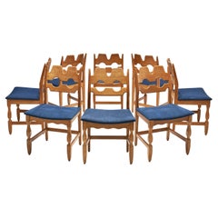 Set of 8 "Razorblade" Dining Chairs by Henning Kjaernulf, Denmark 1960s