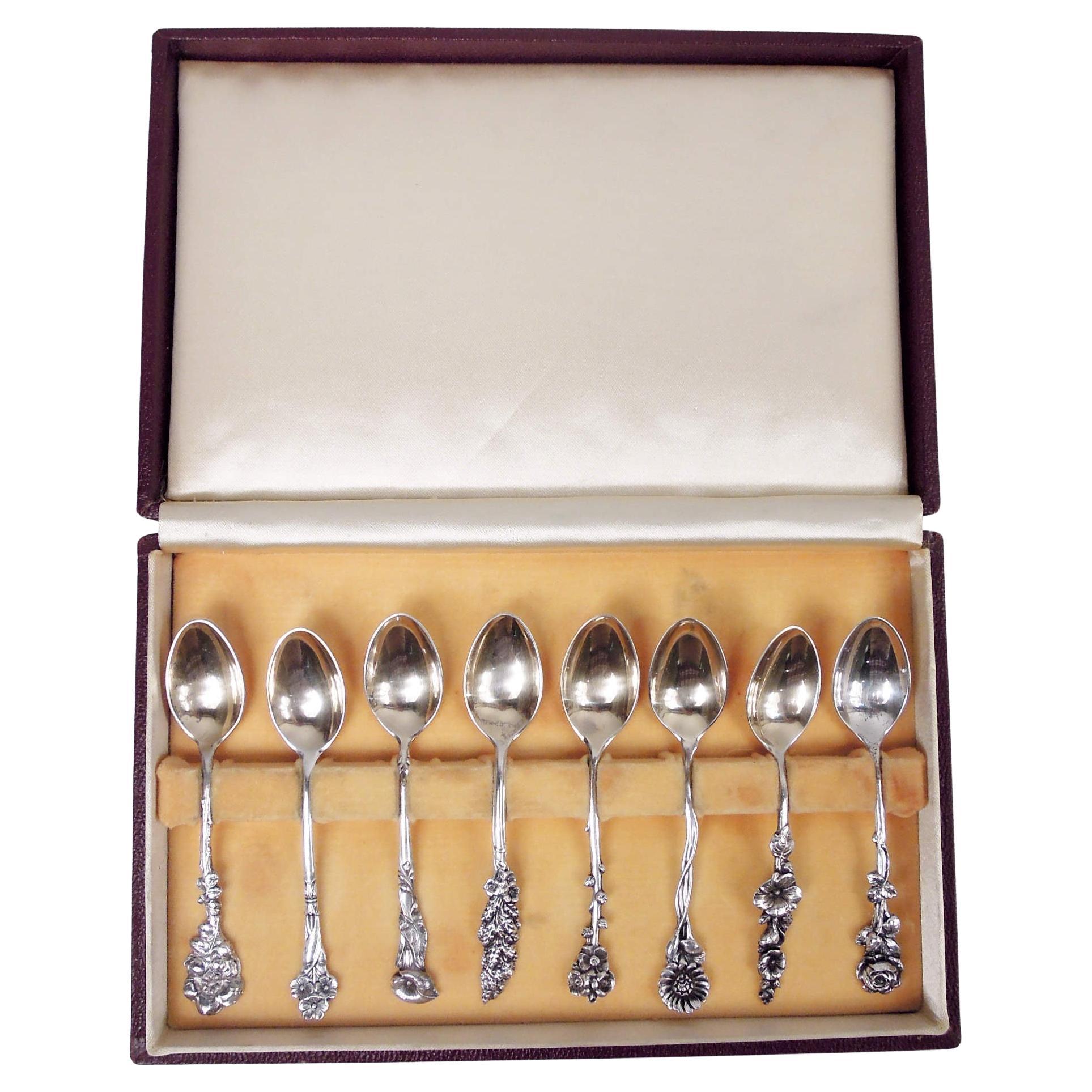 Set of 8 Reed 
Barton Harlequin Sterling Silver Demitasse Spoons im Angebot