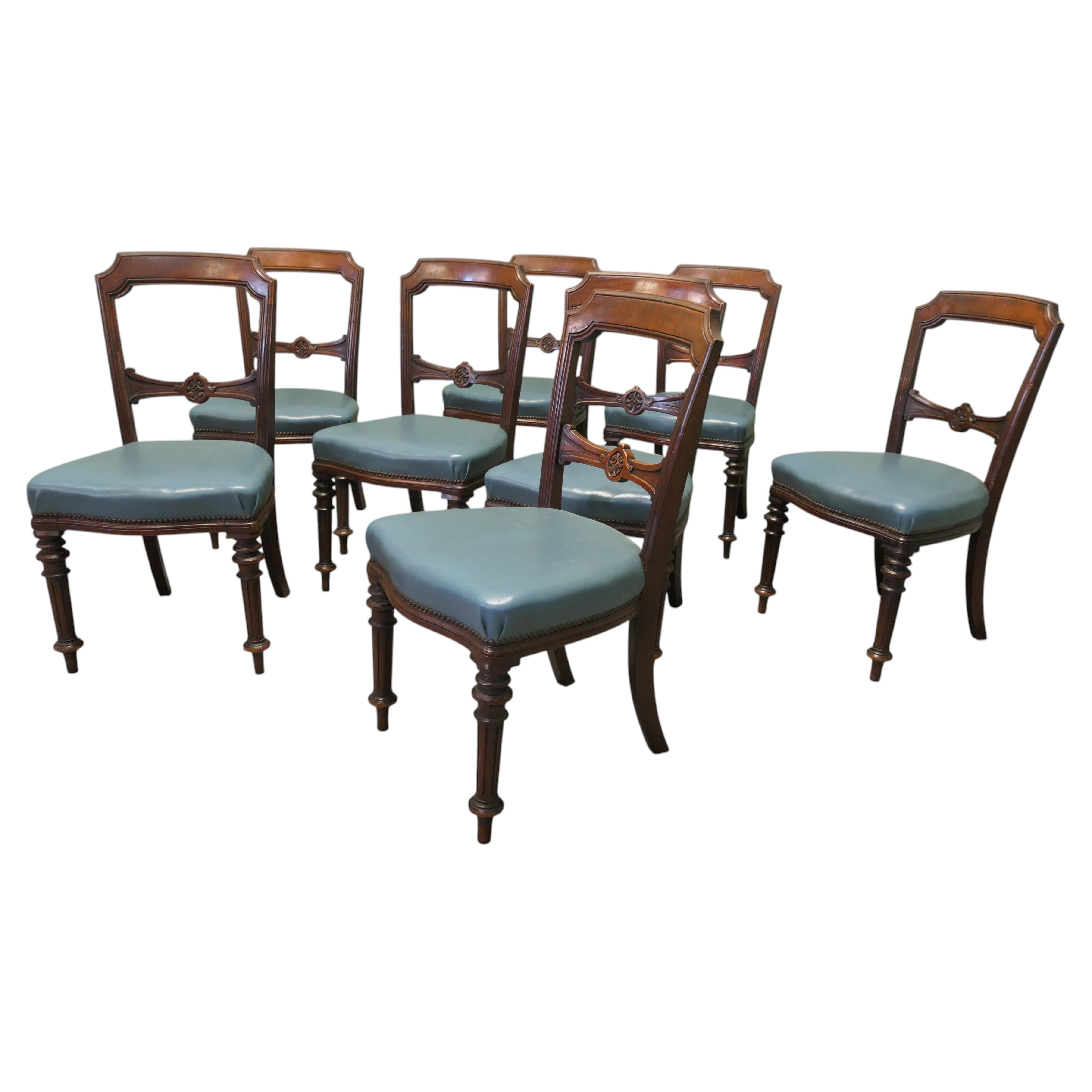 Set of 8 Regency Dining Chairs, with Leather Seats For Sale