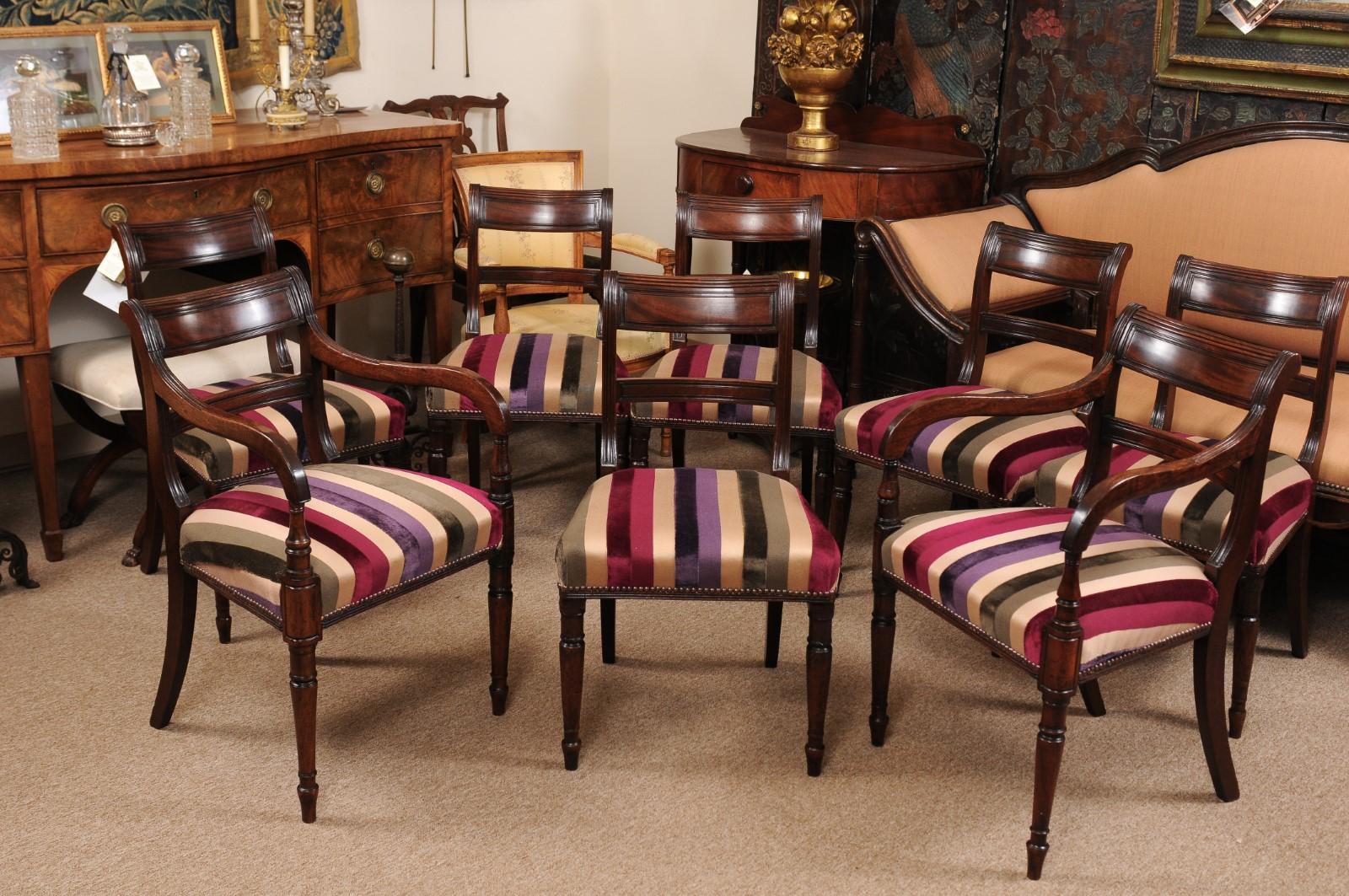 Set of 8 Regency Mahogany Dining Chairs, Early 19th Century, England 7