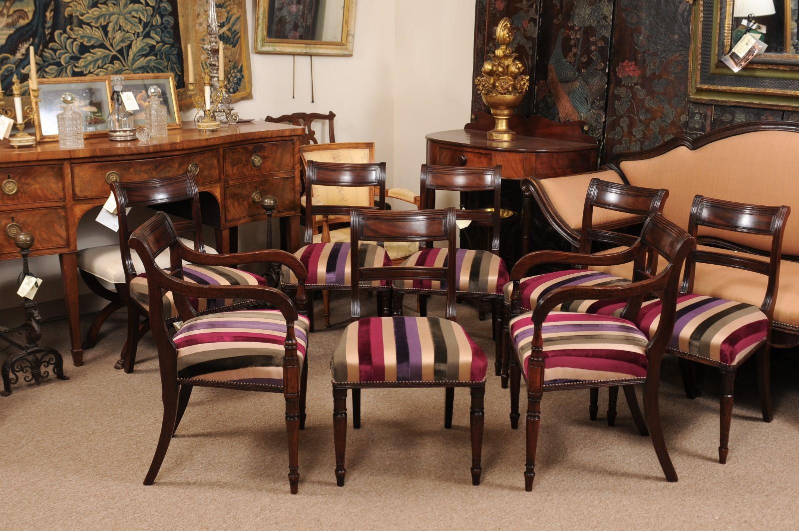 Set of 8 Regency Mahogany Dining Chairs, Early 19th Century, England 8