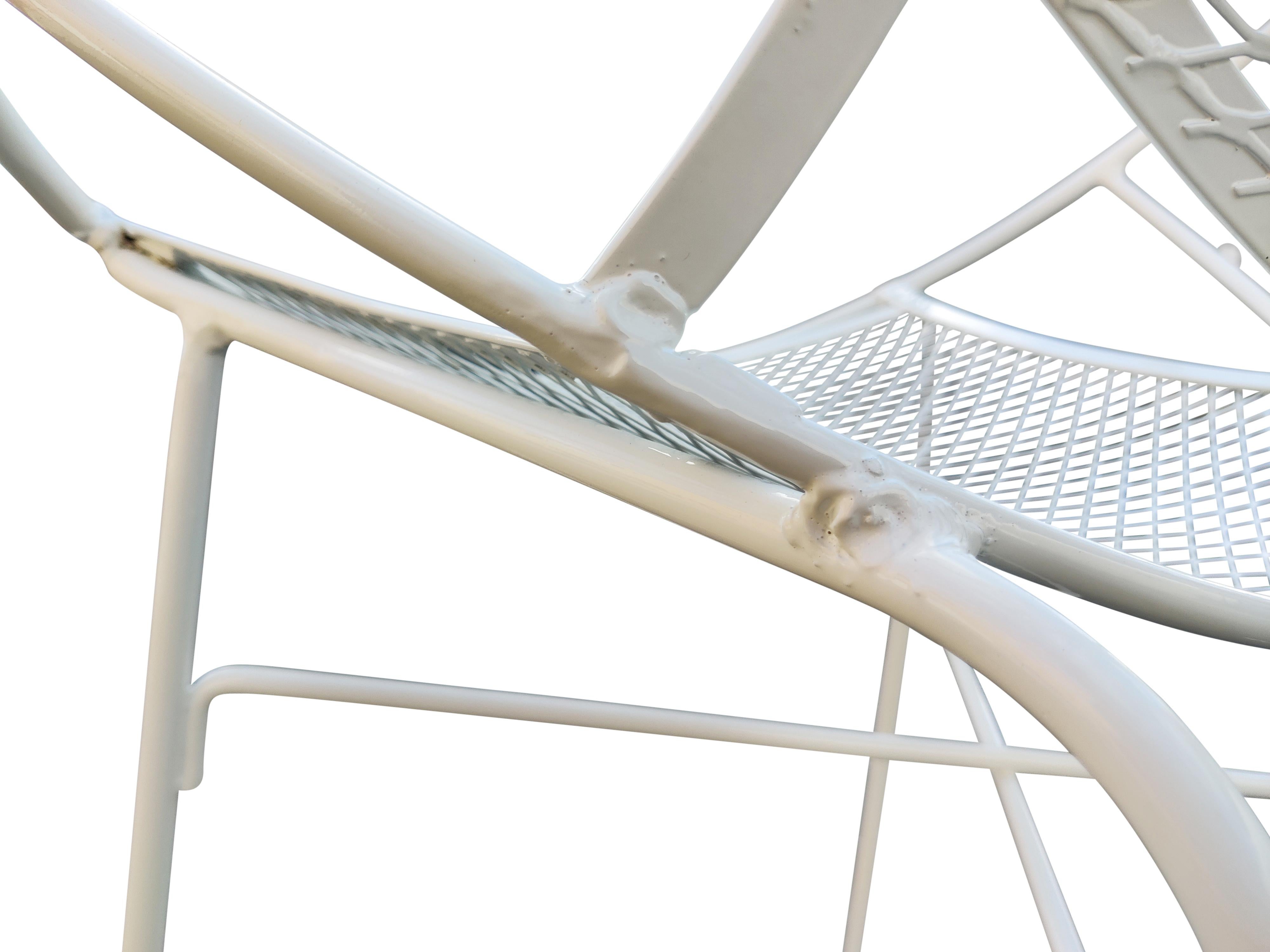Satz von 8 restaurierten Tempestini-Stühlen aus weiß pulverbeschichtetem Eisen für Salterini Radar im Angebot 2