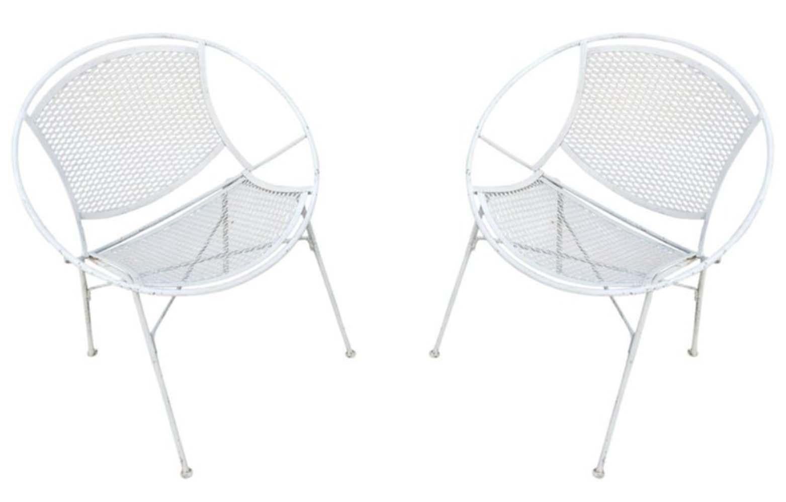 Set of 8 Restored Tempestini for Salterini Radar White Powder Coated Iron Chairs For Sale 2