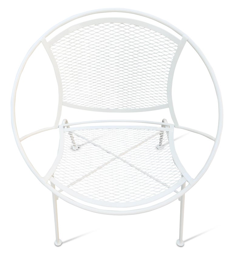 Set of 8 Restored Tempestini for Salterini Radar White Powder Coated Iron Chairs For Sale at 1stDibs