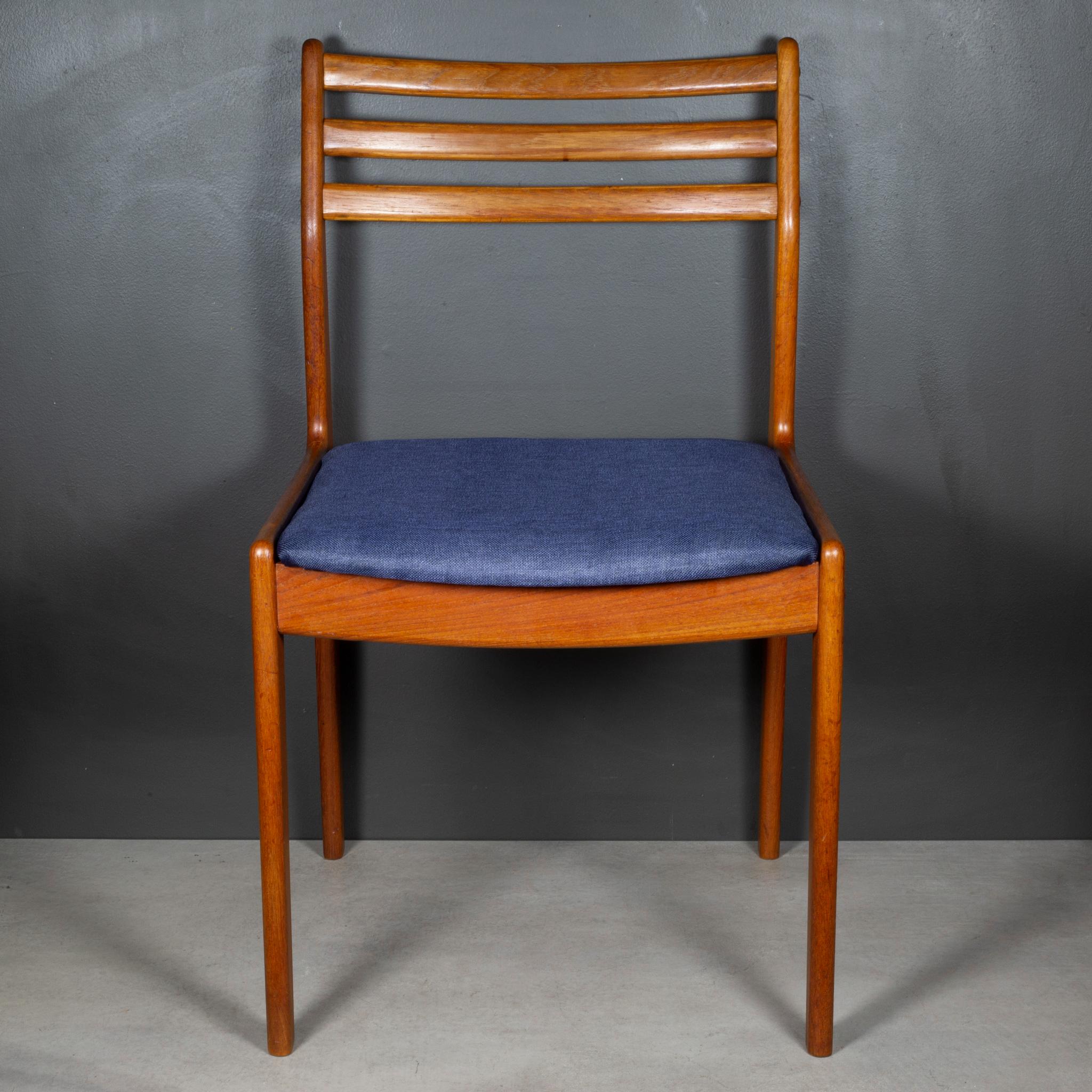 Fabric Set of 8 Mid-century Danish Teak Dining Chairs c.1960 For Sale