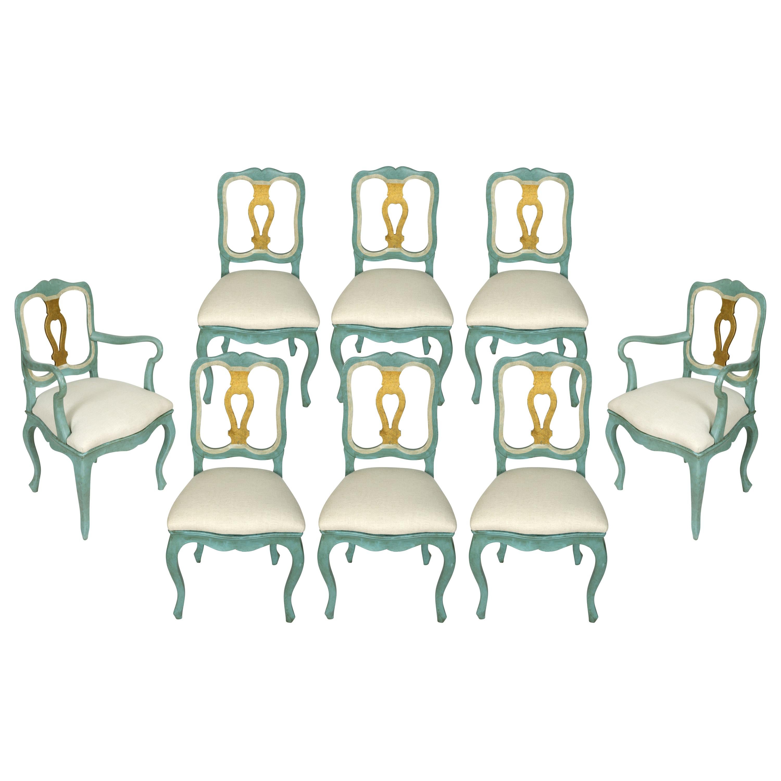 Set of 8 Rococo Style Dining Chairs by Cassard Romano Co.