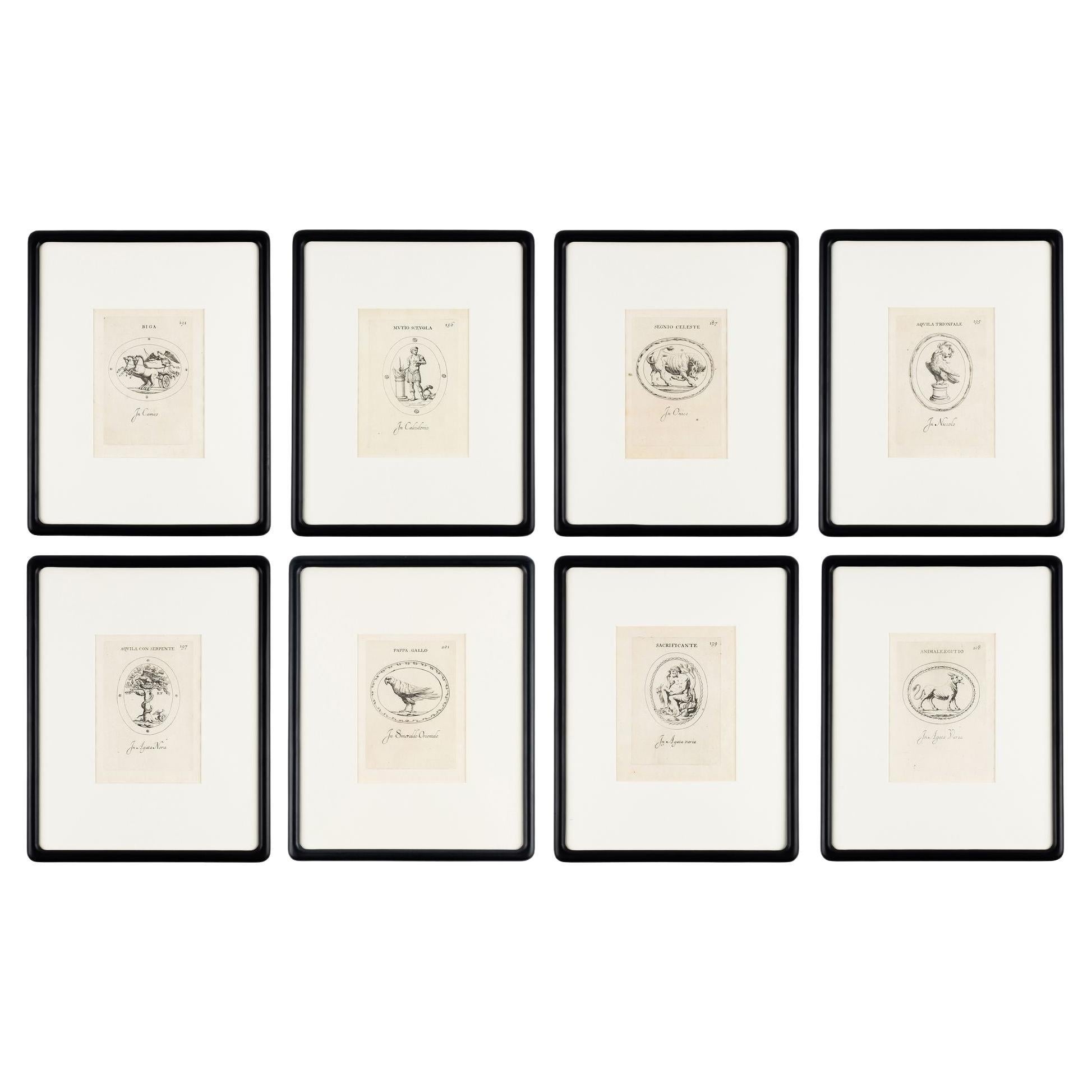 Set von 8 römischen Stichtiefdrucken im Stich von Leonardo Agostini, 1685-1793