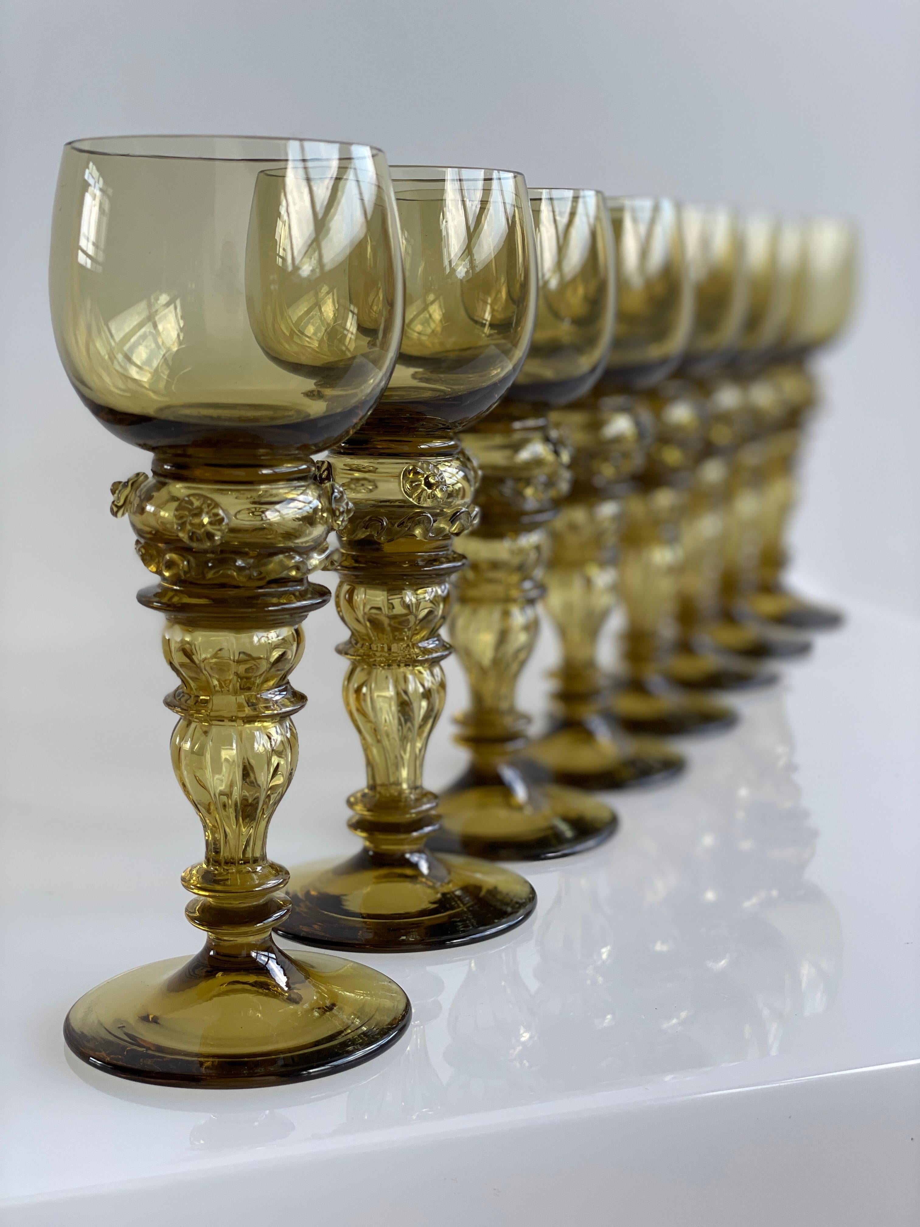Set of 8 Römer Crystal Glass Wine Goblets 3