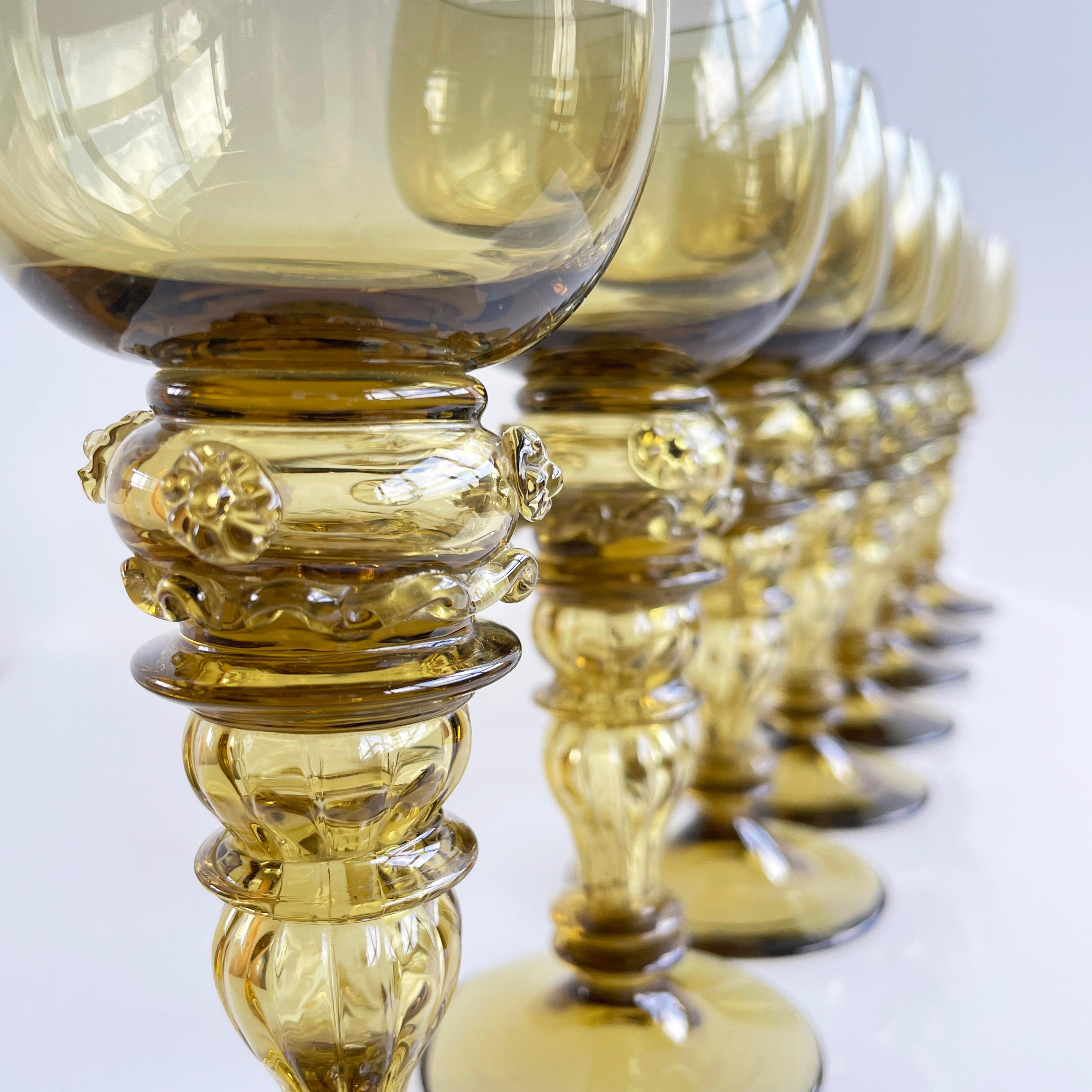 Set of 8 Römer Crystal Glass Wine Goblets 7
