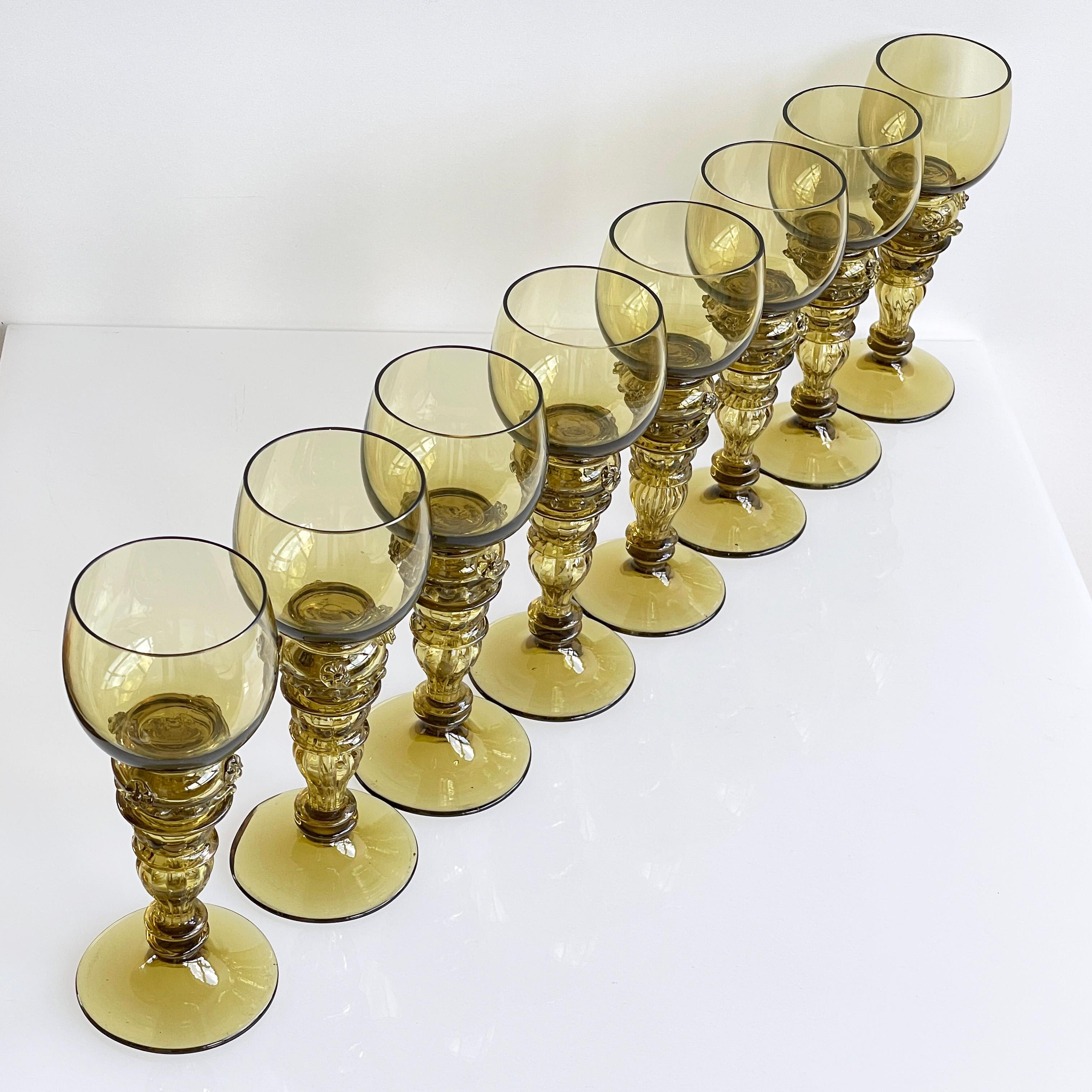 Set of 8 Römer Crystal Glass Wine Goblets 1
