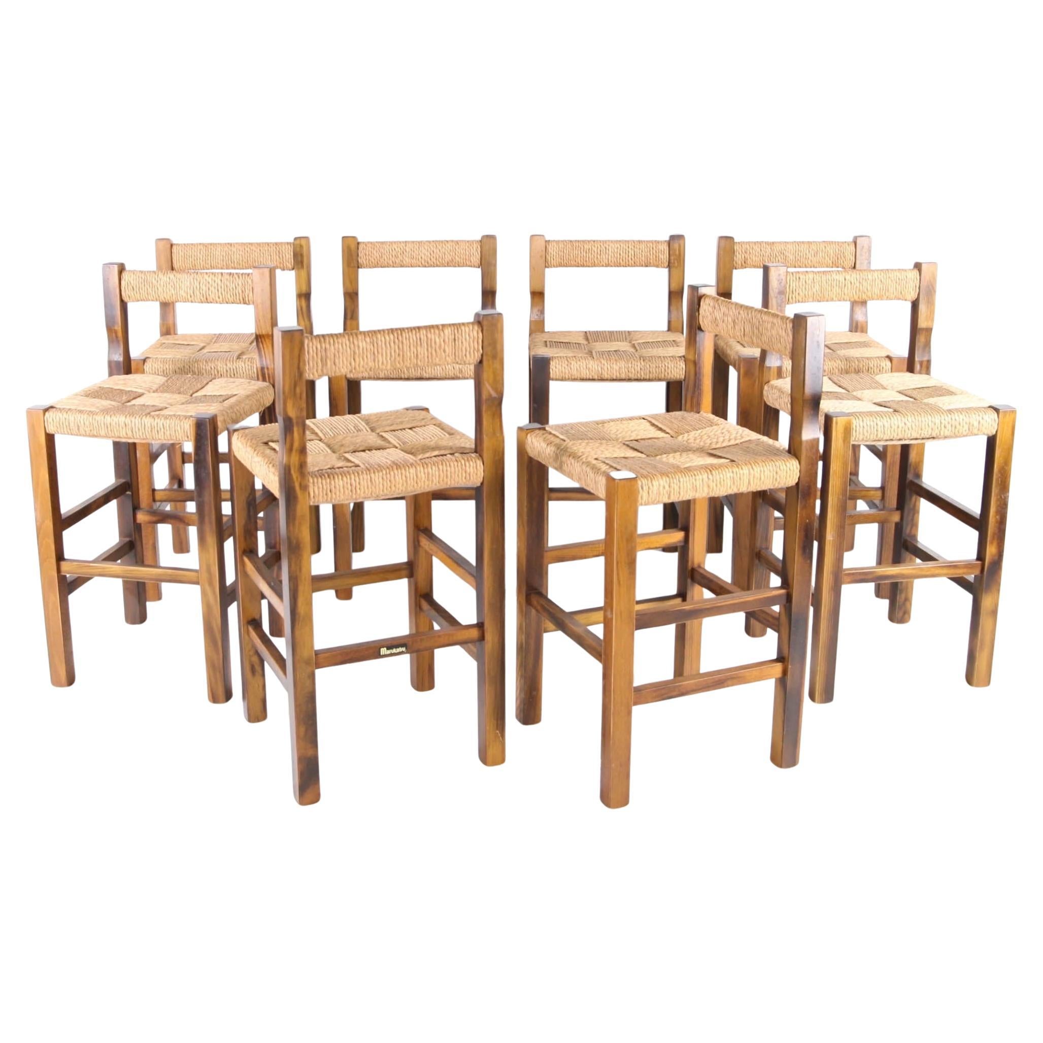 Set of 8 rope stools