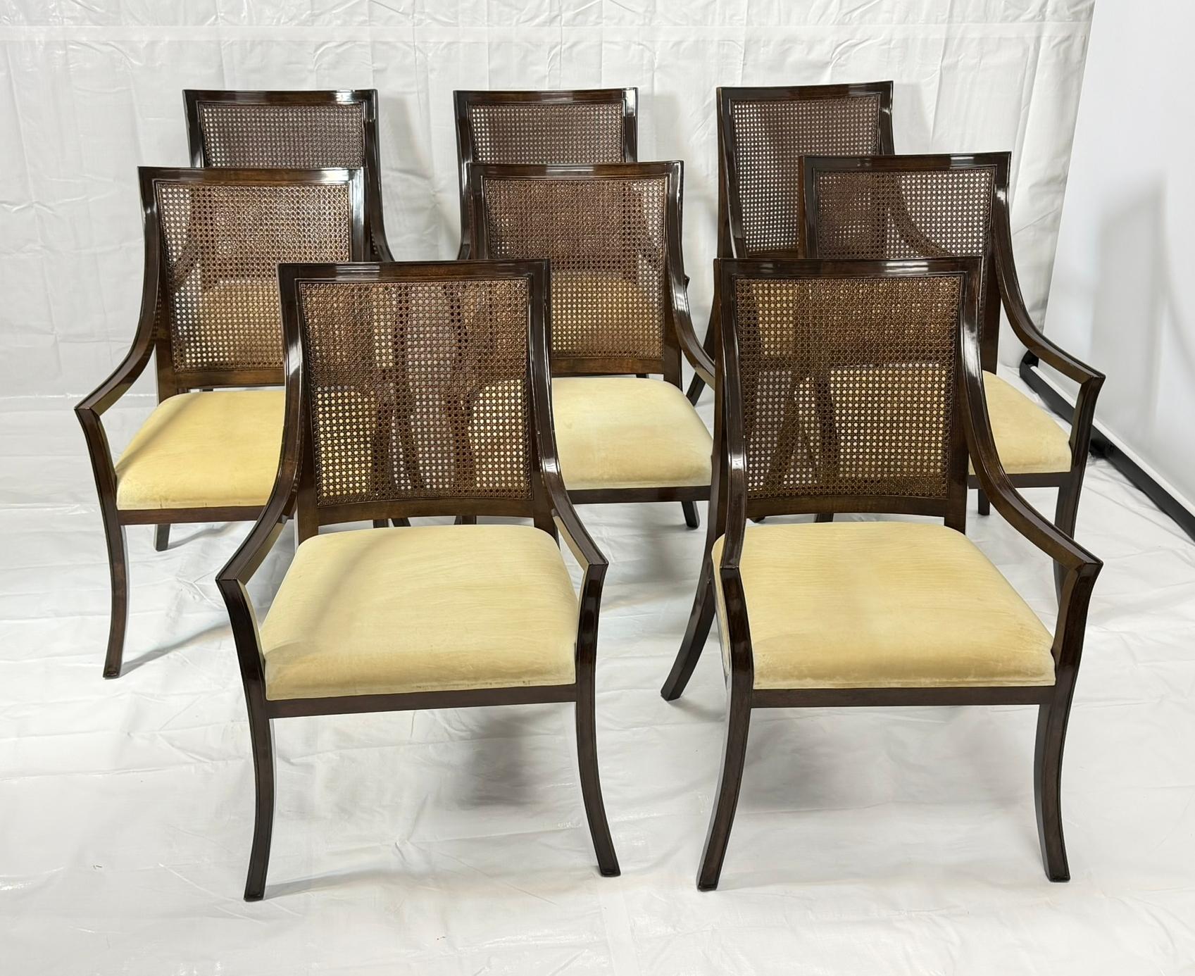Ensemble de 8 fauteuils Rose Tarlow en bois massif et dossier en rotin, fabriqués à Los Angeles, USA en vente 3