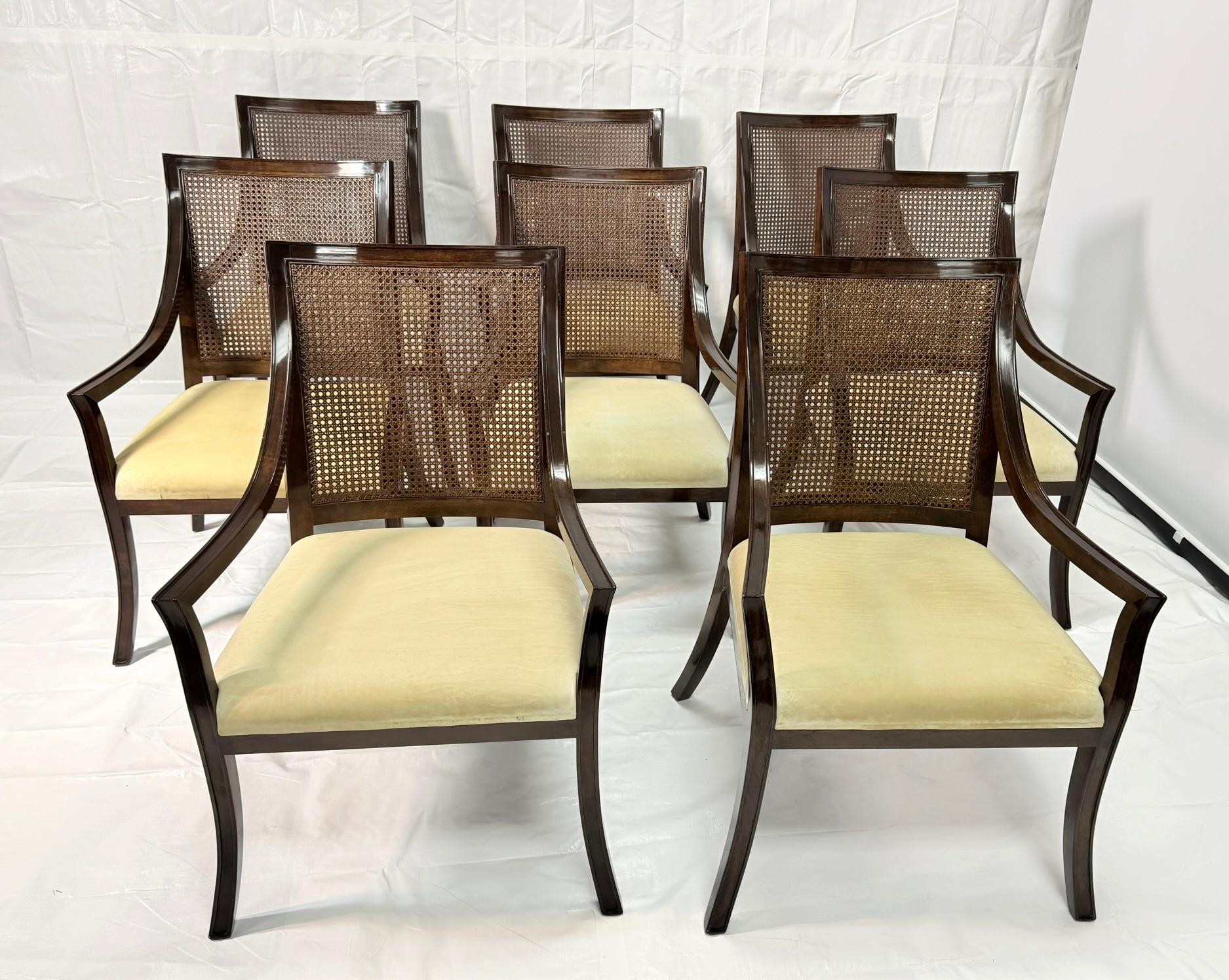 Ensemble de 8 fauteuils Rose Tarlow en bois massif et dossier en rotin, fabriqués à Los Angeles, USA en vente 4