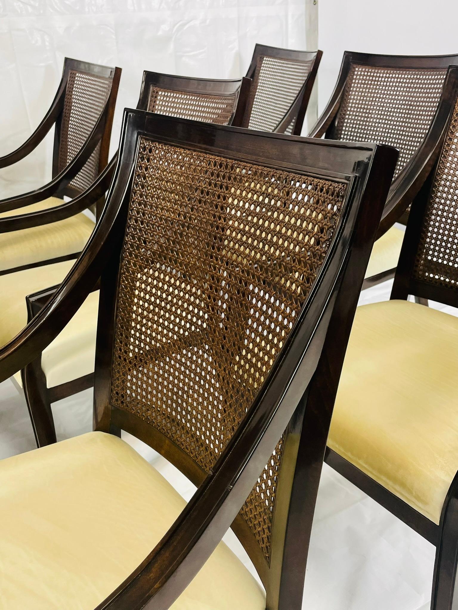 Ensemble de 8 fauteuils Rose Tarlow en bois massif et dossier en rotin, fabriqués à Los Angeles, USA en vente 5