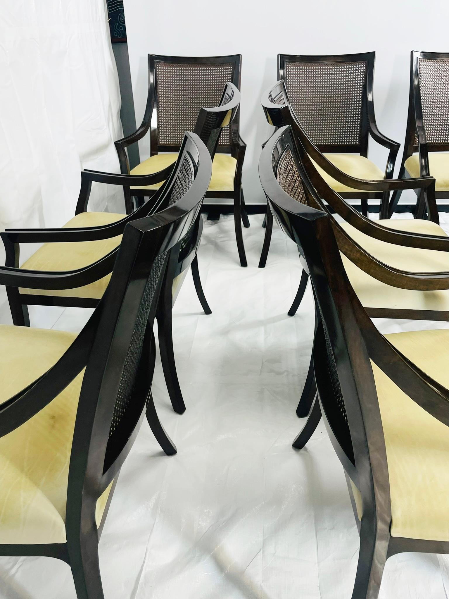 Ensemble de 8 fauteuils Rose Tarlow en bois massif et dossier en rotin, fabriqués à Los Angeles, USA en vente 9