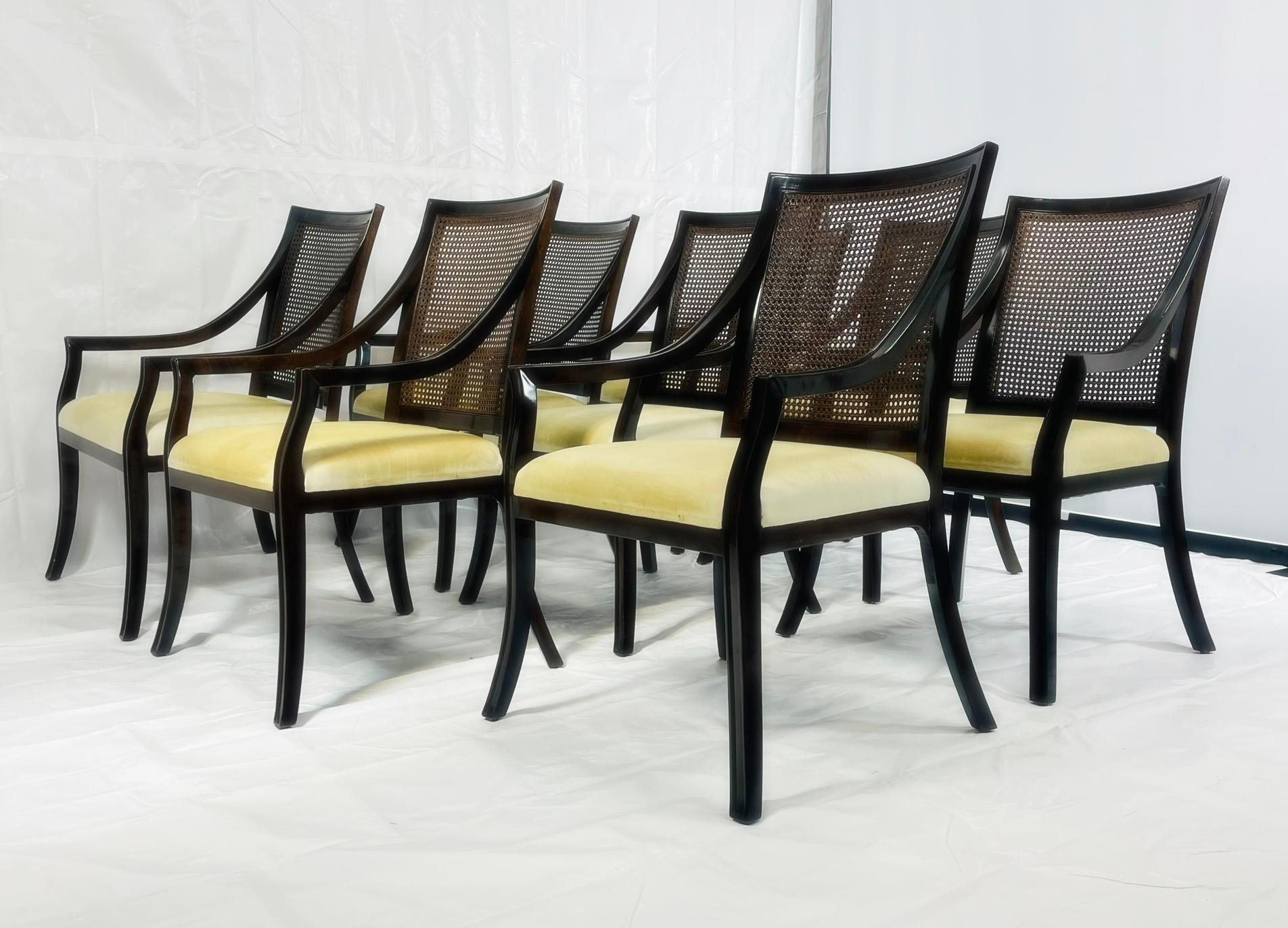 XXIe siècle et contemporain Ensemble de 8 fauteuils Rose Tarlow en bois massif et dossier en rotin, fabriqués à Los Angeles, USA en vente