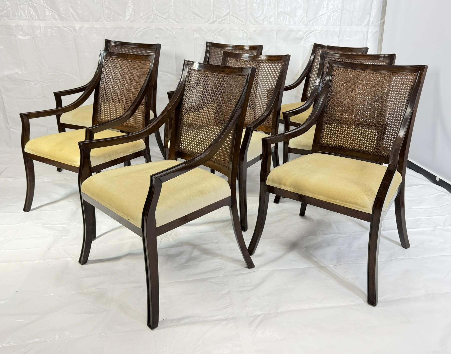 Ensemble de 8 fauteuils Rose Tarlow en bois massif et dossier en rotin, fabriqués à Los Angeles, USA en vente 2