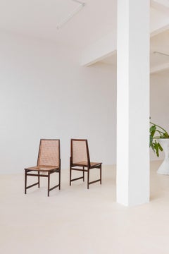 Set of 8 Rosewood and Cane Chairs by Móveis Cantù, 1960s, Brazilian Midcentury