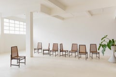 Set of 8 Rosewood and Cane Chairs by Móveis Cantù, 1960s, Brazilian Midcentury