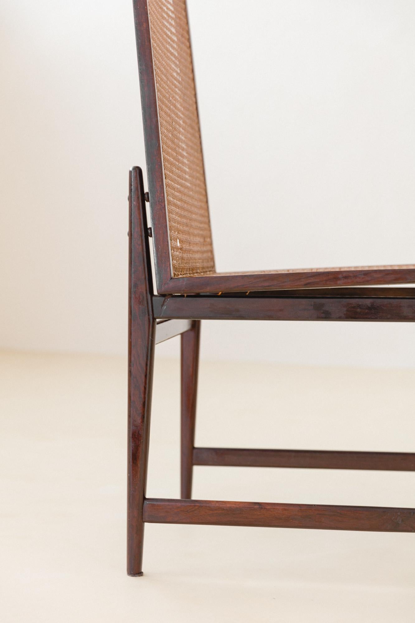 Mid-20th Century Set of 8 Rosewood and Cane Chairs by Móveis Cantù, 1960s, Brazilian Midcentury For Sale