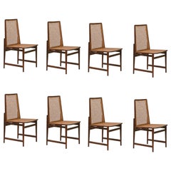 8 Stühle aus Rosenholz und Rohrgeflecht von Móveis Cantù, 1960er Jahre, brasilianische Mitte des Jahrhunderts