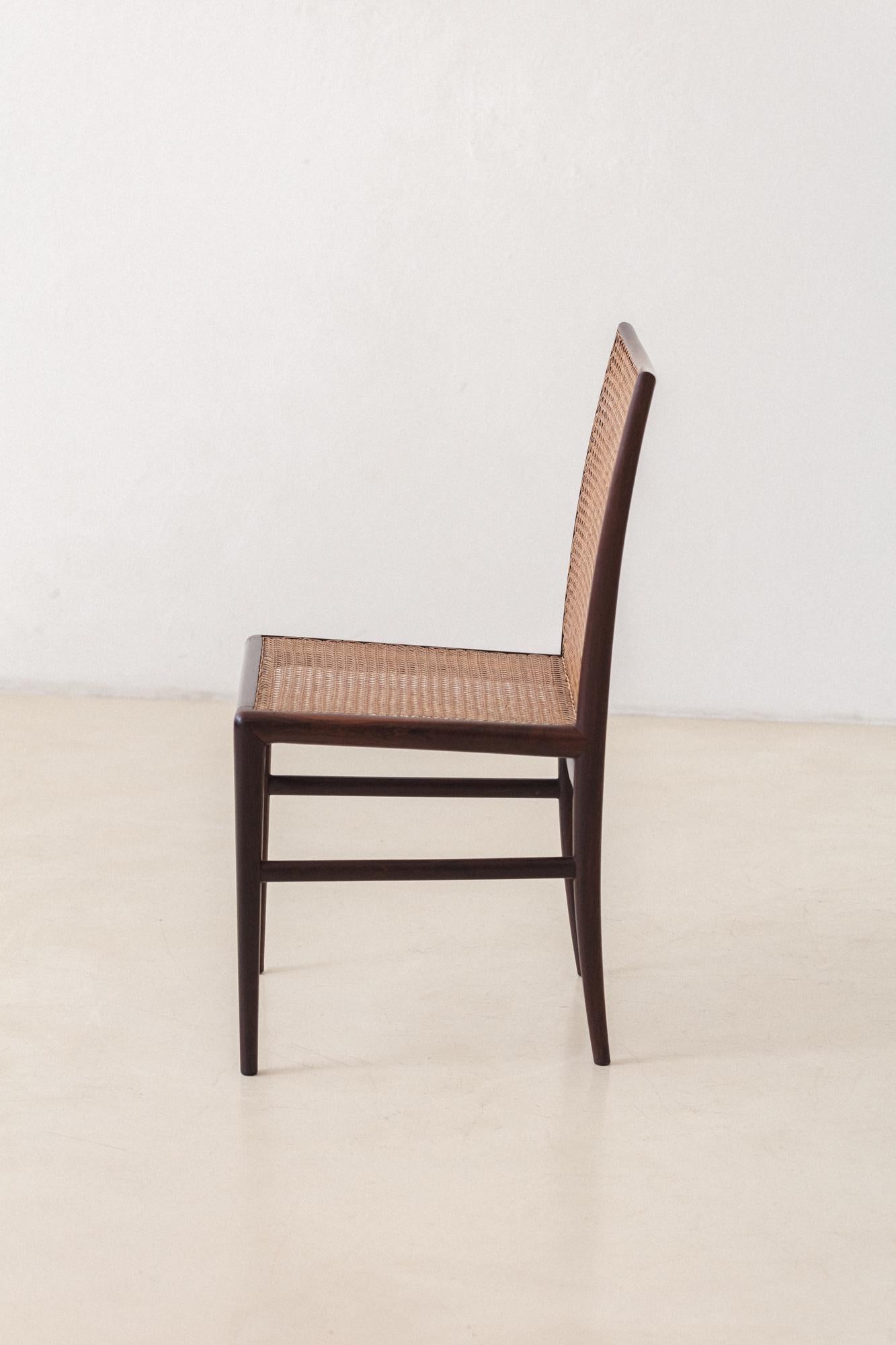 Set of 8 Rosewood Cane Chairs, Branco & Preto, 1952, Brazilian Midcentury For Sale 3