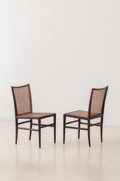 Mid-Century Modern set of 8 Cane Chairs by Branco & Preto, 1952