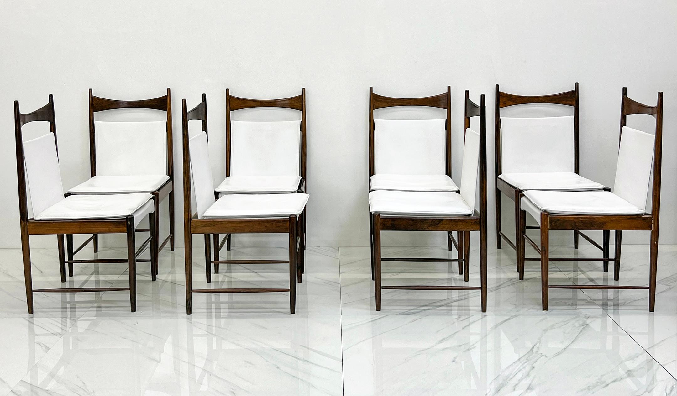 Mid-Century Modern Set of 8 Rosewood Cantu Dining Chairs, Sergio Rodrigues, OCA Brazil, 1950's