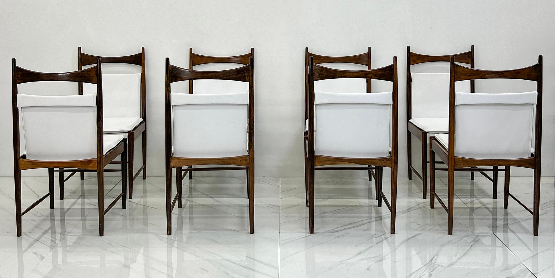Mid-20th Century Set of 8 Rosewood Cantu Dining Chairs, Sergio Rodrigues, OCA Brazil, 1950's