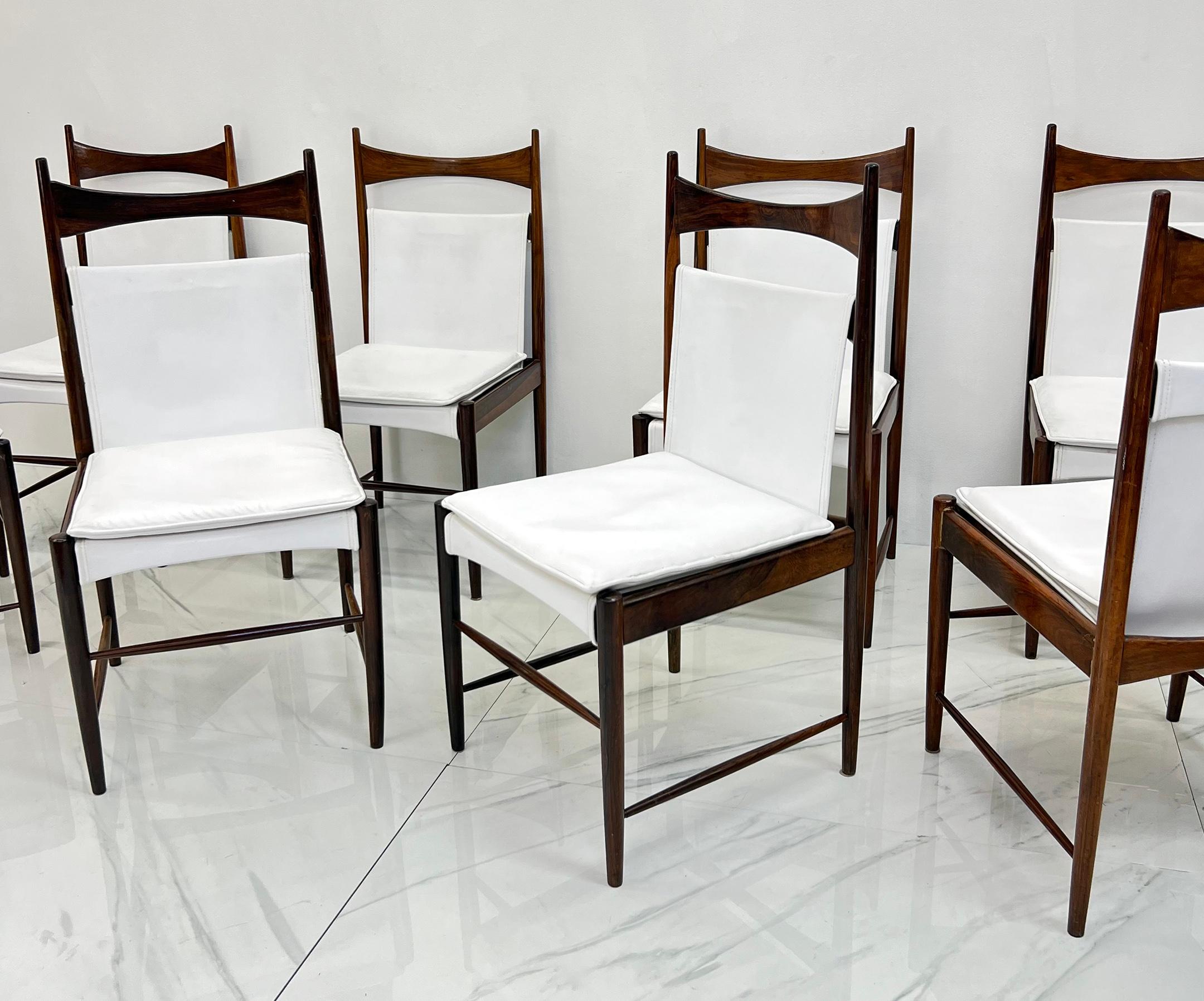 Set of 8 Rosewood Cantu Dining Chairs, Sergio Rodrigues, OCA Brazil, 1950's 2