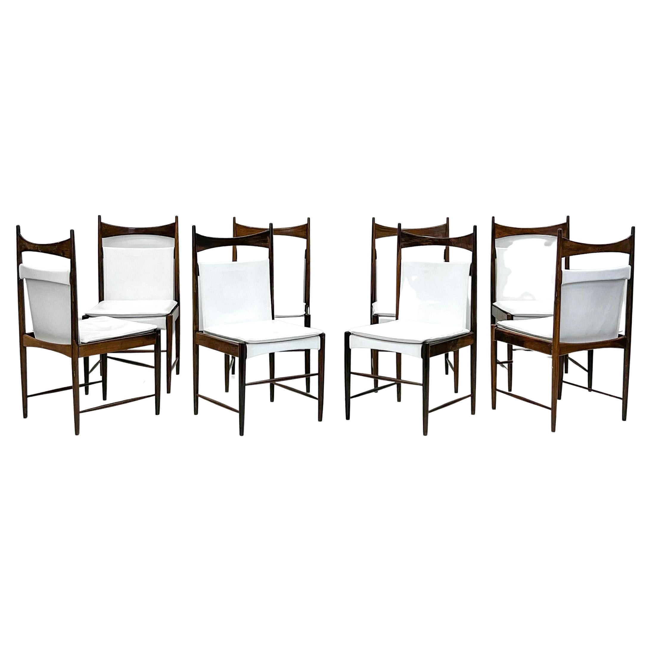 Set of 8 Rosewood Cantu Dining Chairs, Sergio Rodrigues, OCA Brazil, 1950's